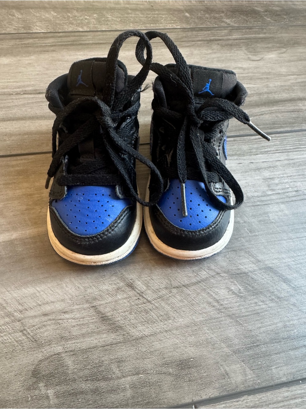 Jordan Kids' Black and Royal Blue High-Top Sneakers